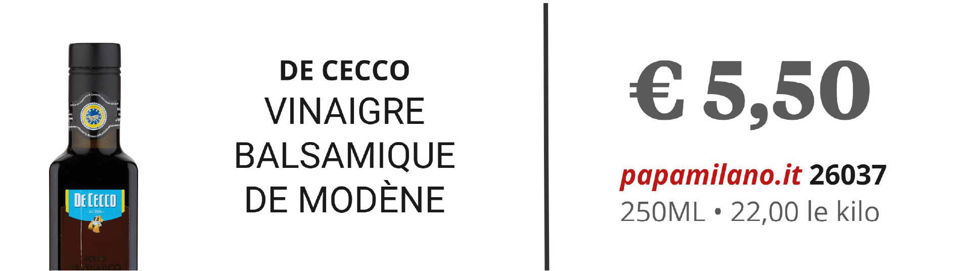 DE CECCO VINAIGRE BALSAMIQUE DE MODÈNE
